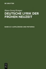 Cover-Bild Hans-Georg Kemper: Deutsche Lyrik der frühen Neuzeit / Aufklärung und Pietismus