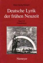 Cover-Bild Hans-Georg Kemper: Deutsche Lyrik der frühen Neuzeit / Frühaufklärung