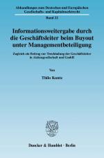 Cover-Bild Informationsweitergabe durch die Geschäftsleiter beim Buyout unter Managementbeteiligung.