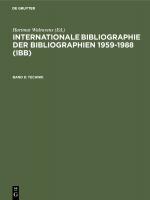 Cover-Bild Internationale Bibliographie der Bibliographien 1959-1988 (IBB) / Technik
