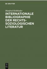 Cover-Bild Internationale Bibliographie der rechtssoziologischen Literatur