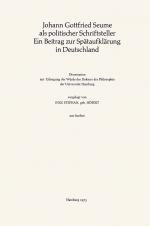 Cover-Bild Johann Gottfried Seume als politischer Schriftsteller Ein Beitrag zur Spätaufklärung in Deutschland