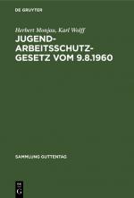 Cover-Bild Jugendarbeitsschutzgesetz vom 9.8.1960