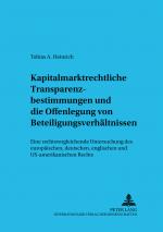 Cover-Bild Kapitalmarktrechtliche Transparenzbestimmungen und die Offenlegung von Beteiligungsverhältnissen