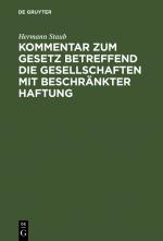 Cover-Bild Kommentar zum Gesetz betreffend die Gesellschaften mit beschränkter Haftung