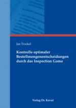 Cover-Bild Kontrolle optimaler Bestellmengenentscheidungen durch das Inspection Game