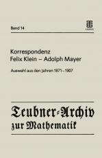 Cover-Bild Korrespondenz Felix Klein — Adolph Mayer
