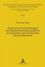 Cover-Bild «Leoninische Vereinbarungen» und Ergebnisbeteiligungspflicht im deutschen und italienischen Gesellschaftsrecht
