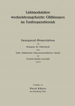 Cover-Bild Lichtmodulation wechselstromgeheiƶter Glühlampen im Tonfrequenƶbereich