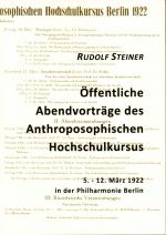 Cover-Bild Öffentliche Abendvorträge des Anthroposophischen Hochschulkursus