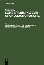 Cover-Bild Paul Thieme: Sonderanhang zur Grundbuchordnung / Für das französisch und amerikanisch besetzte Gebiet Württembergs