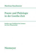 Cover-Bild Poesie und Philologie in der Goethe-Zeit