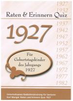Cover-Bild Raten und Erinnern Quiz 1927