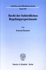 Cover-Bild Recht der behördlichen Regelungsexperimente.