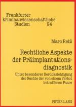 Cover-Bild Rechtliche Aspekte der Präimplantationsdiagnostik