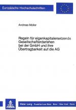 Cover-Bild Regeln für eigenkapitalersetzende Gesellschafterdarlehen bei der GmbH und ihre Übertragbarkeit auf die AG