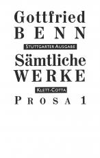 Cover-Bild Sämtliche Werke - Stuttgarter Ausgabe. Bd. 3 - Prosa 1 (Sämtliche Werke - Stuttgarter Ausgabe, Bd. 3)