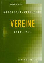 Cover-Bild Sorbische (wendische) Vereine 1716-1937