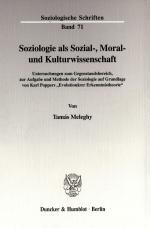 Cover-Bild Soziologie als Sozial-, Moral- und Kulturwissenschaft.