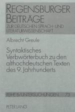 Cover-Bild Syntaktisches Verbwörterbuch zu den althochdeutschen Texten des 9. Jahrhunderts
