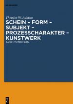 Cover-Bild Theodor W. Adorno: Schein – Form – Subjekt – Prozeßcharakter – Kunstwerk / Ts 17893–18084