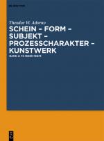 Cover-Bild Theodor W. Adorno: Schein – Form – Subjekt – Prozeßcharakter – Kunstwerk / Ts 18085–18673