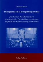 Cover-Bild Transparenz im Gesetzgebungsprozess