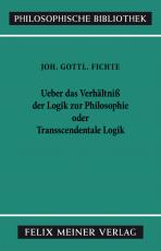 Cover-Bild Über das Verhältniss der Logik zur Philosophie oder Transscendentale Logik