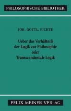 Cover-Bild Über das Verhältniss der Logik zur Philosophie oder Transscendentale Logik