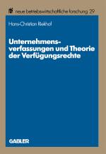 Cover-Bild Unternehmensverfassungen und Theorie der Verfügungsrechte