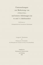 Cover-Bild Untersuchungen zur Bedeutung von »Libertin« und seinen Ableitungen im 16. und 17. Jahrhundert