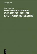 Cover-Bild Untersuchungen zur griechischen Laut- und Verslehre