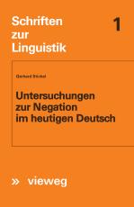 Cover-Bild Untersuchungen zur Negation im heutigen Deutsch