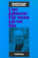 Cover-Bild Uwe Johnson: »Für wenn ich tot bin«