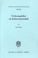 Cover-Bild Verfassungslehre als Kulturwissenschaft.