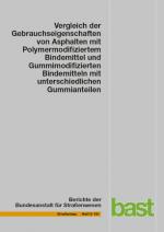 Cover-Bild Vergleich der Gebrauchseigenschaften von Asphalten mit Polymermodifiziertem Bindemittel und Gummimodifizierten Bindemitteln mit unterschiedlichen Gummianteilen