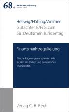 Cover-Bild Verhandlungen des 68. Deutschen Juristentages Berlin 2010 Bd. I: Gutachten Teil E/F/G: Finanzmarktregulierung