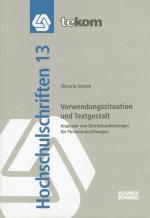 Cover-Bild Verwendungssituation und Textgestalt