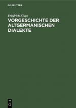 Cover-Bild Vorgeschichte der altgermanischen Dialekte