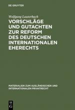 Cover-Bild Vorschläge und Gutachten zur Reform des deutschen internationalen Eherechts