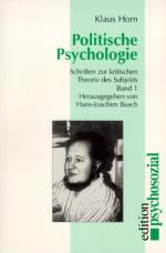 Cover-Bild Werkausgabe / Politische Psychologie