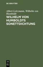 Cover-Bild Wilhelm von Humboldts Sonettdichtung