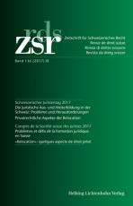 Cover-Bild ZSR Band 136 (2017) II - Schweizerischer Juristentag 2017 / Congrès de la Société suisse des Juristes 2017