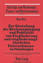 Cover-Bild Zur Gestaltung der Rechnungslegung und Publizität von Eingliederung und eingliederungsähnlichen Unternehmensverbindungen