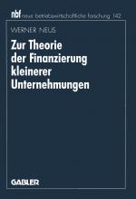 Cover-Bild Zur Theorie der Finanzierung kleinerer Unternehmungen