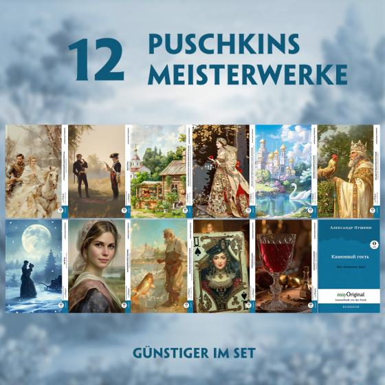 Cover-Bild 12 Puschkins Meisterwerke (12 Bücher + Audio-Online) - Frank-Lesemethode - Kommentierte zweisprachige Ausgabe Russisch-Deutsch