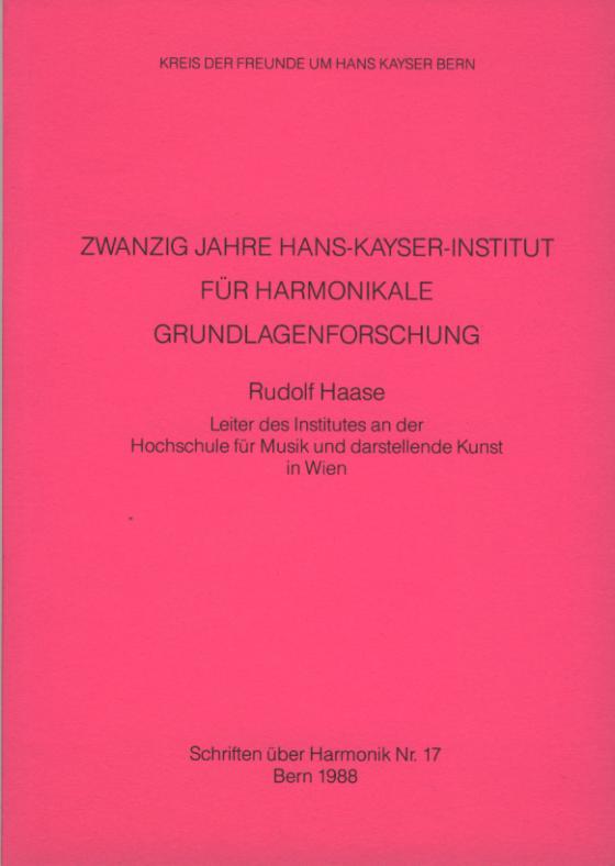 Cover-Bild 20 Jahre Hans-Kayser-Institut für harmonikale Grundlagenforschung