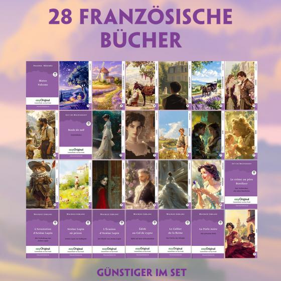 Cover-Bild 28 französische Bücher (28 Bücher + Audio-Online) - Frank-Lesemethode - Kommentierte zweisprachige Ausgabe Französisch-Deutsch