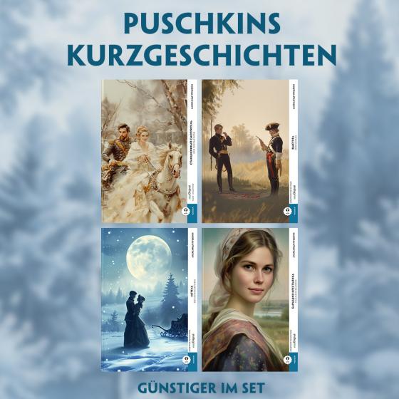 Cover-Bild 4 Puschkins Kurzgeschichten (4 Bücher + Audio-Online) - Frank-Lesemethode - Kommentierte zweisprachige Ausgabe Russisch-Deutsch