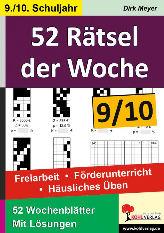 Cover-Bild 52 Rätsel der Woche / Klasse 9-10